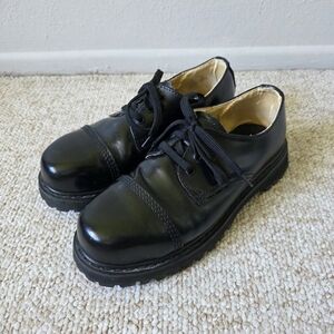 Vintage Mens Demonia Black Leather Steel Toed Shoes Size 10